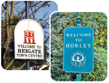 Reigate and Horley signs
